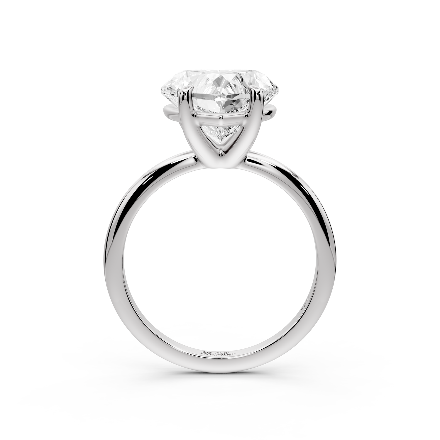 Odessa - 4ct 14k white gold heart Knife Edge Solitaire Engagement Ring