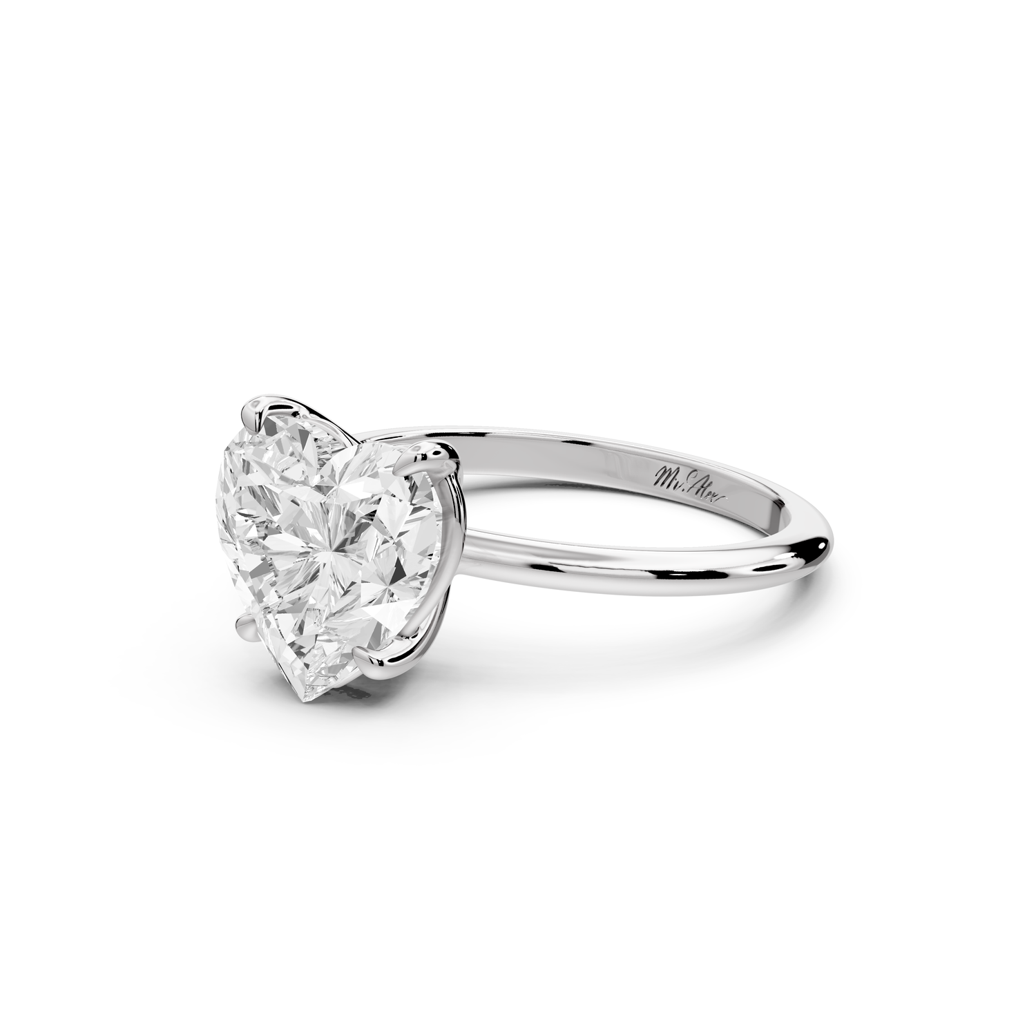 Odessa - 4ct 14k white gold heart Knife Edge Solitaire Engagement Ring