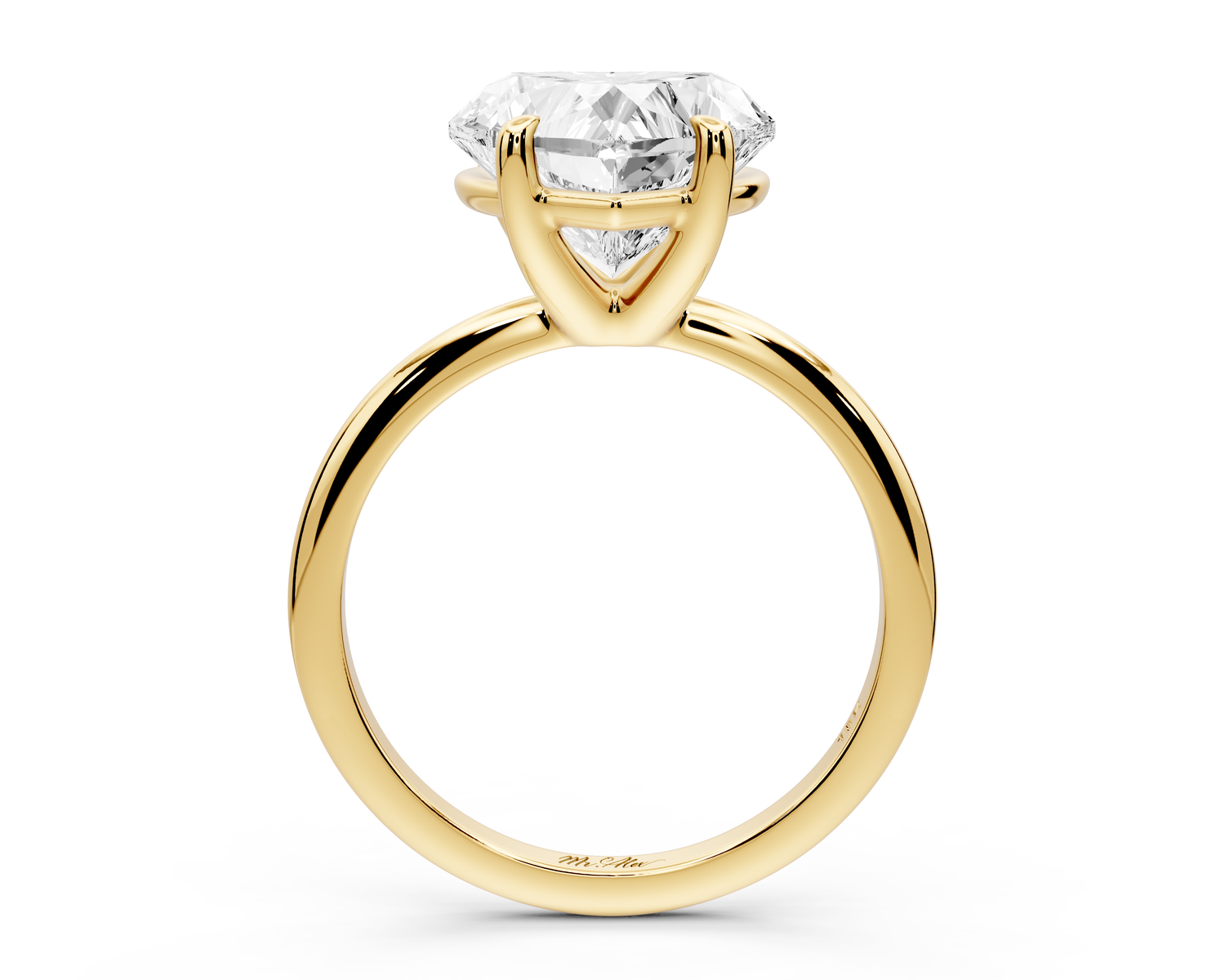 Odessa - 4ct 14k yellow gold heart Knife Edge Solitaire Engagement Ring