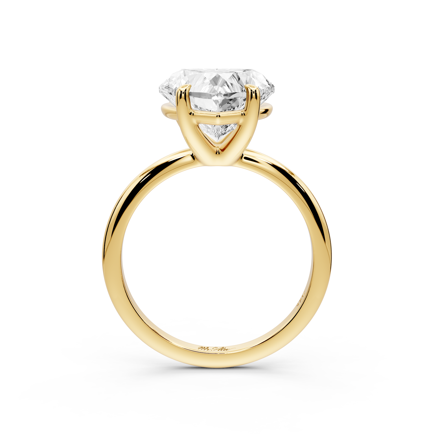 Odessa - 4ct 14k yellow gold heart Knife Edge Solitaire Engagement Ring