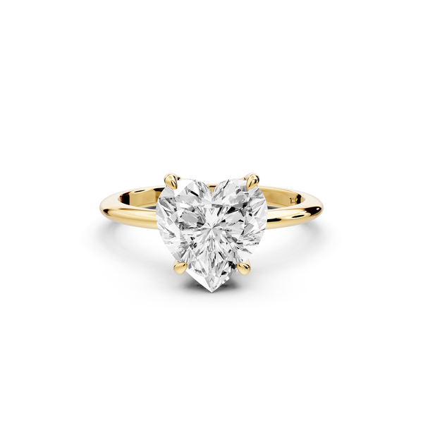 Odessa - 4ct 14k yellow gold heart Knife Edge Solitaire Engagement Ring