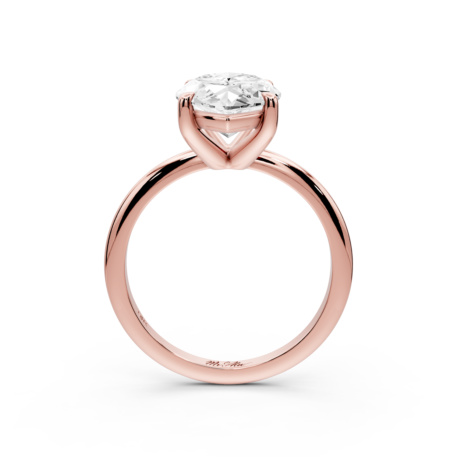 Odessa - 4ct 14k rose gold marquise Knife Edge Solitaire Engagement Ring
