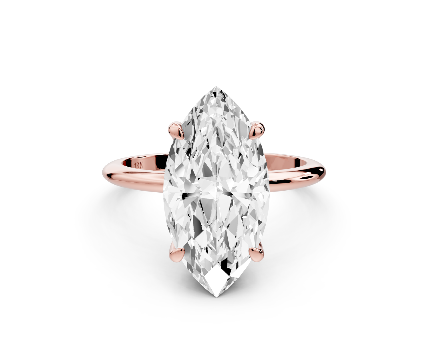 Odessa - 4ct 14k rose gold marquise Knife Edge Solitaire Engagement Ring