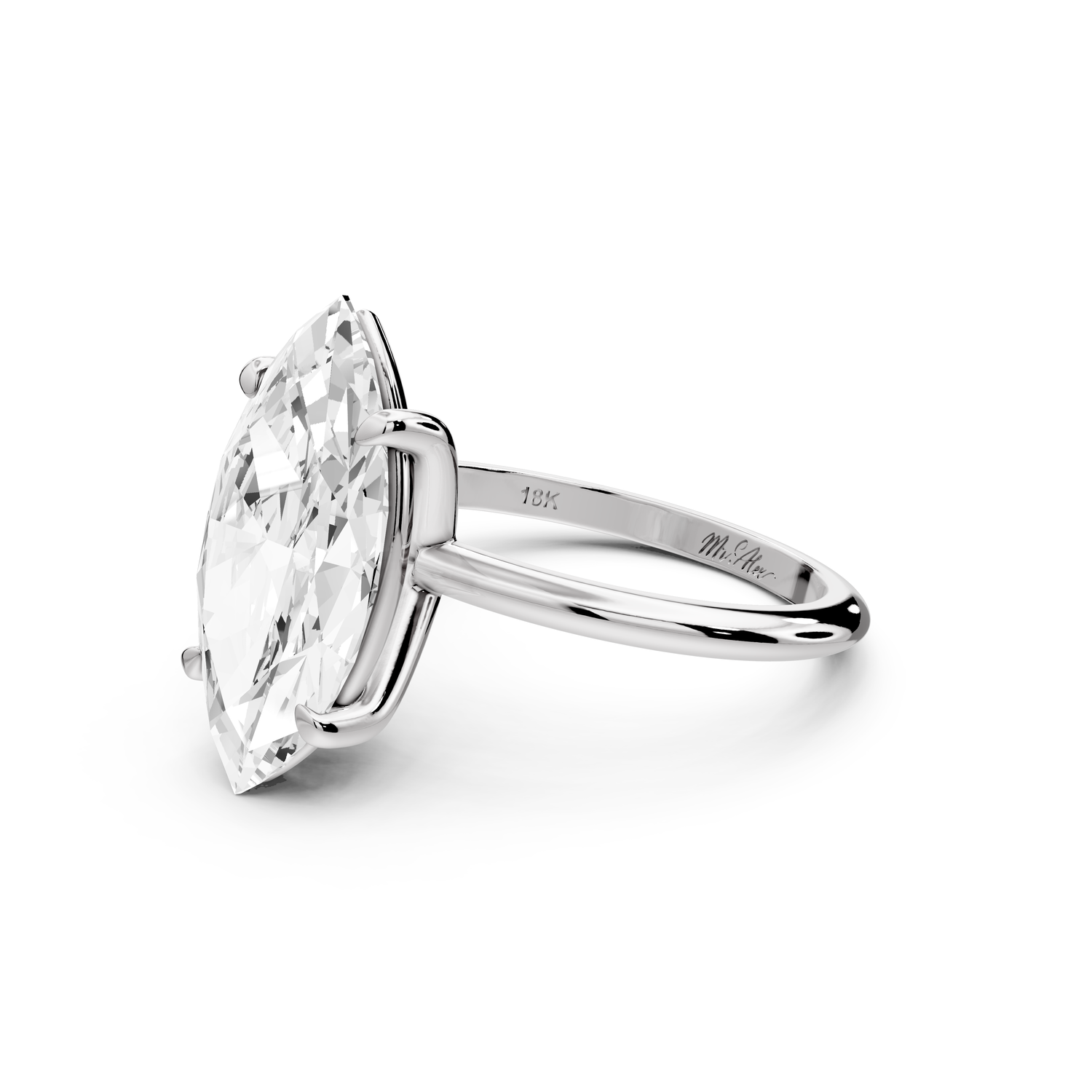 Odessa - 4ct 14k white gold marquise Knife Edge Solitaire Engagement Ring