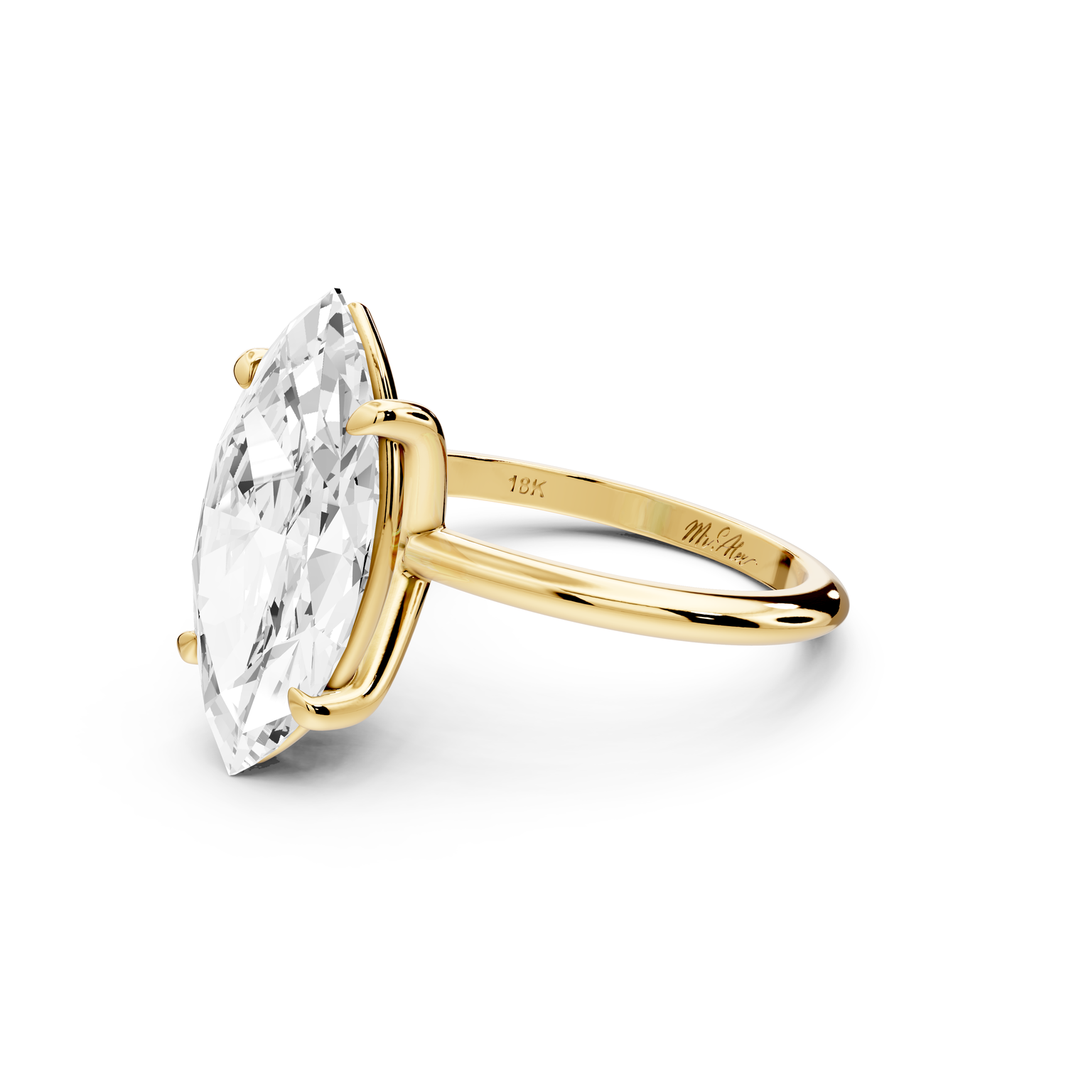 Odessa - 4ct 14k yellow gold marquise Knife Edge Solitaire Engagement Ring