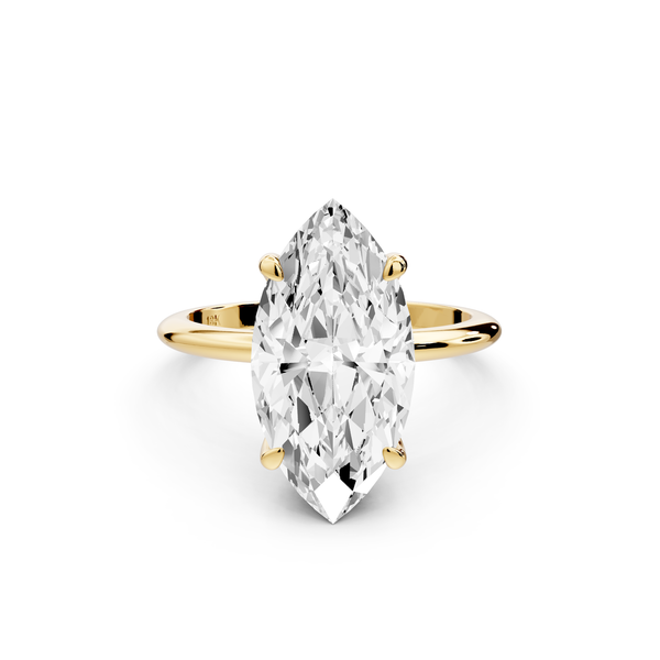Odessa - 4ct 14k yellow gold marquise Knife Edge Solitaire Engagement Ring