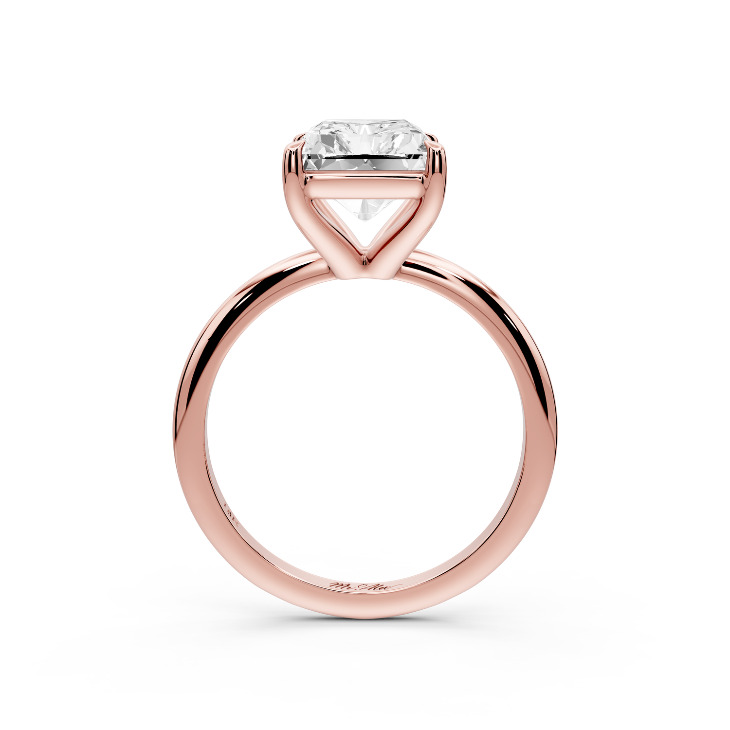 Odessa - 4ct 14k rose gold radiant Knife Edge Solitaire Engagement Ring
