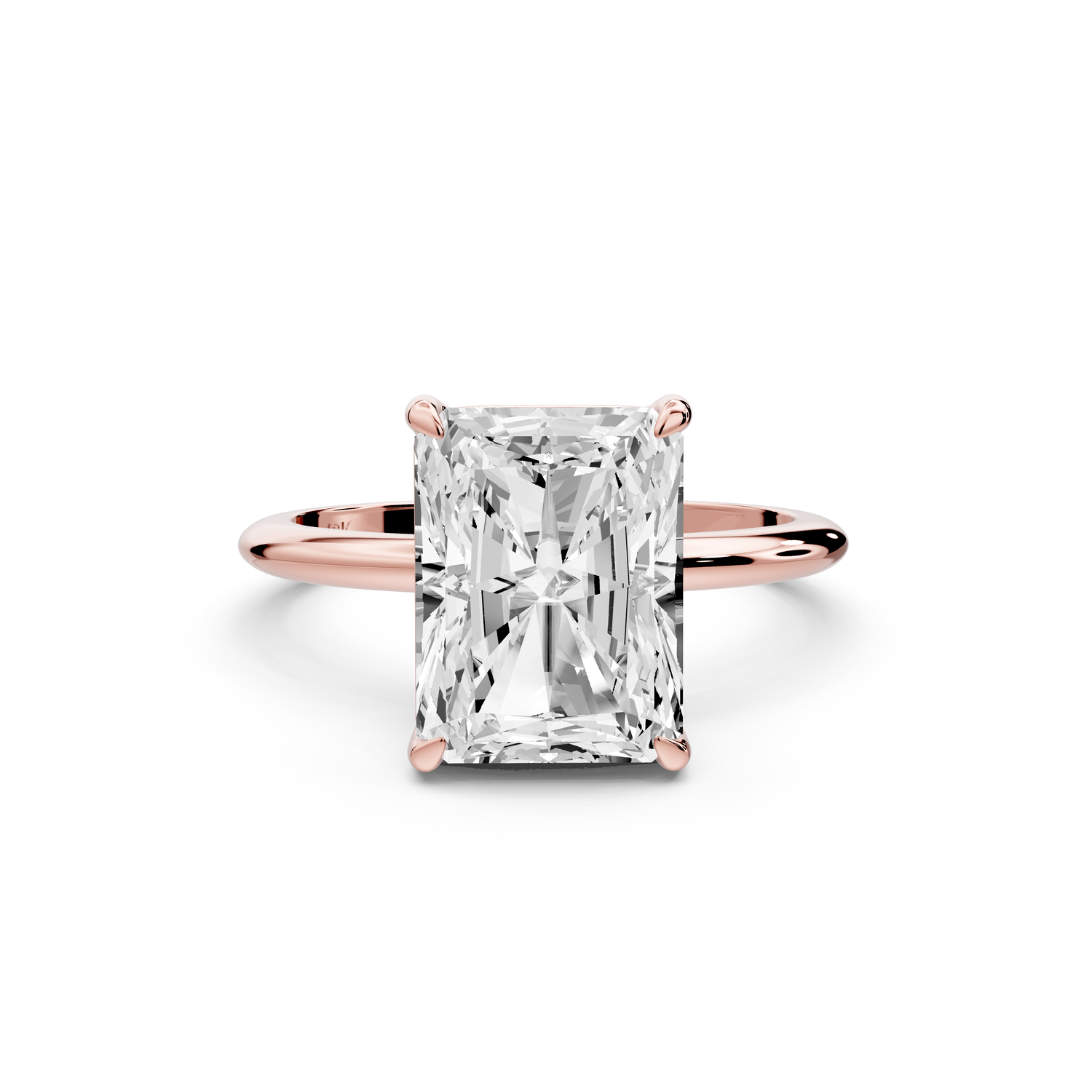 Odessa - 4ct 14k rose gold radiant Knife Edge Solitaire Engagement Ring