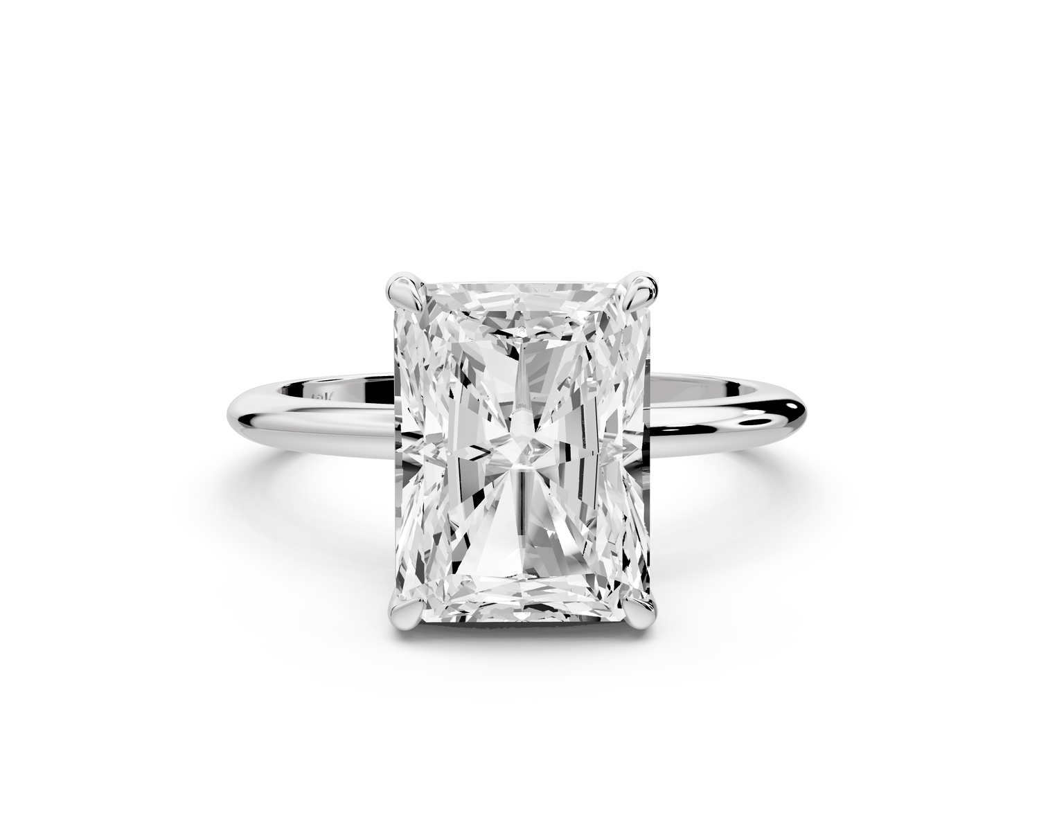 Odessa - 4ct 14k white gold radiant Knife Edge Solitaire Engagement Ring