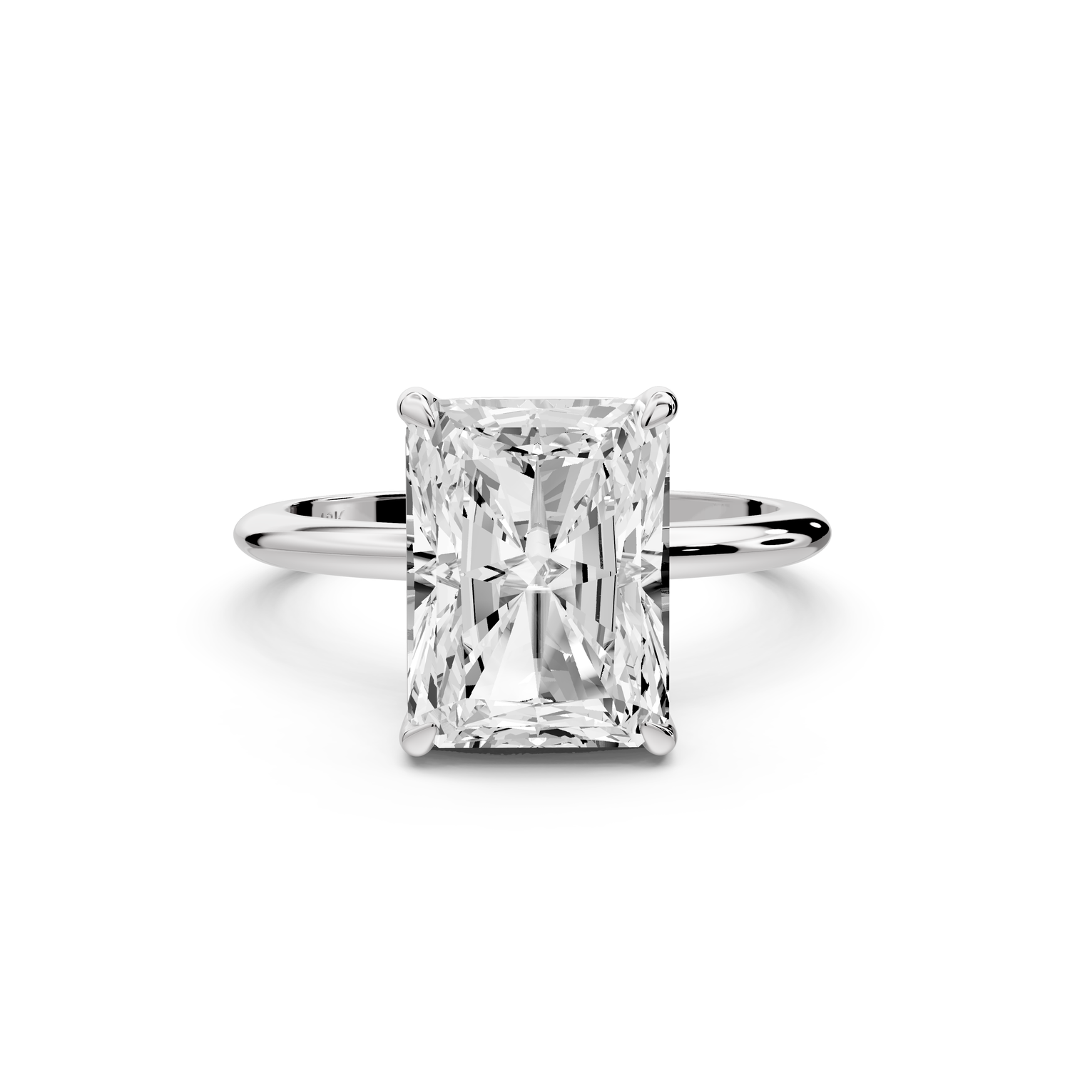 Odessa - 4ct 14k white gold radiant Knife Edge Solitaire Engagement Ring
