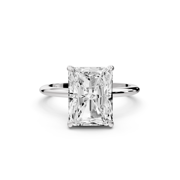 Odessa - 4ct 14k white gold radiant Knife Edge Solitaire Engagement Ring