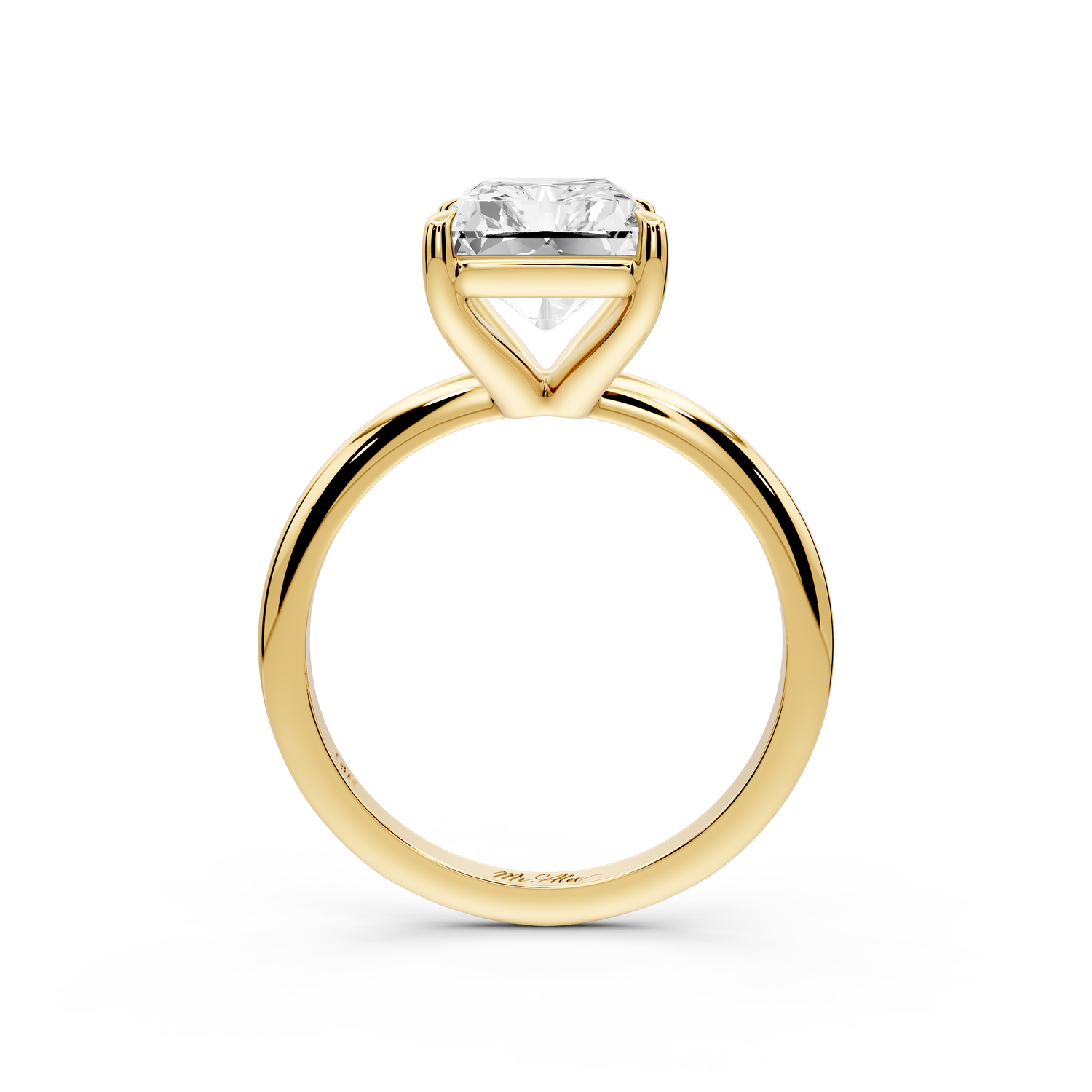 Odessa - 4ct 14k yellow gold radiant Knife Edge Solitaire Engagement Ring