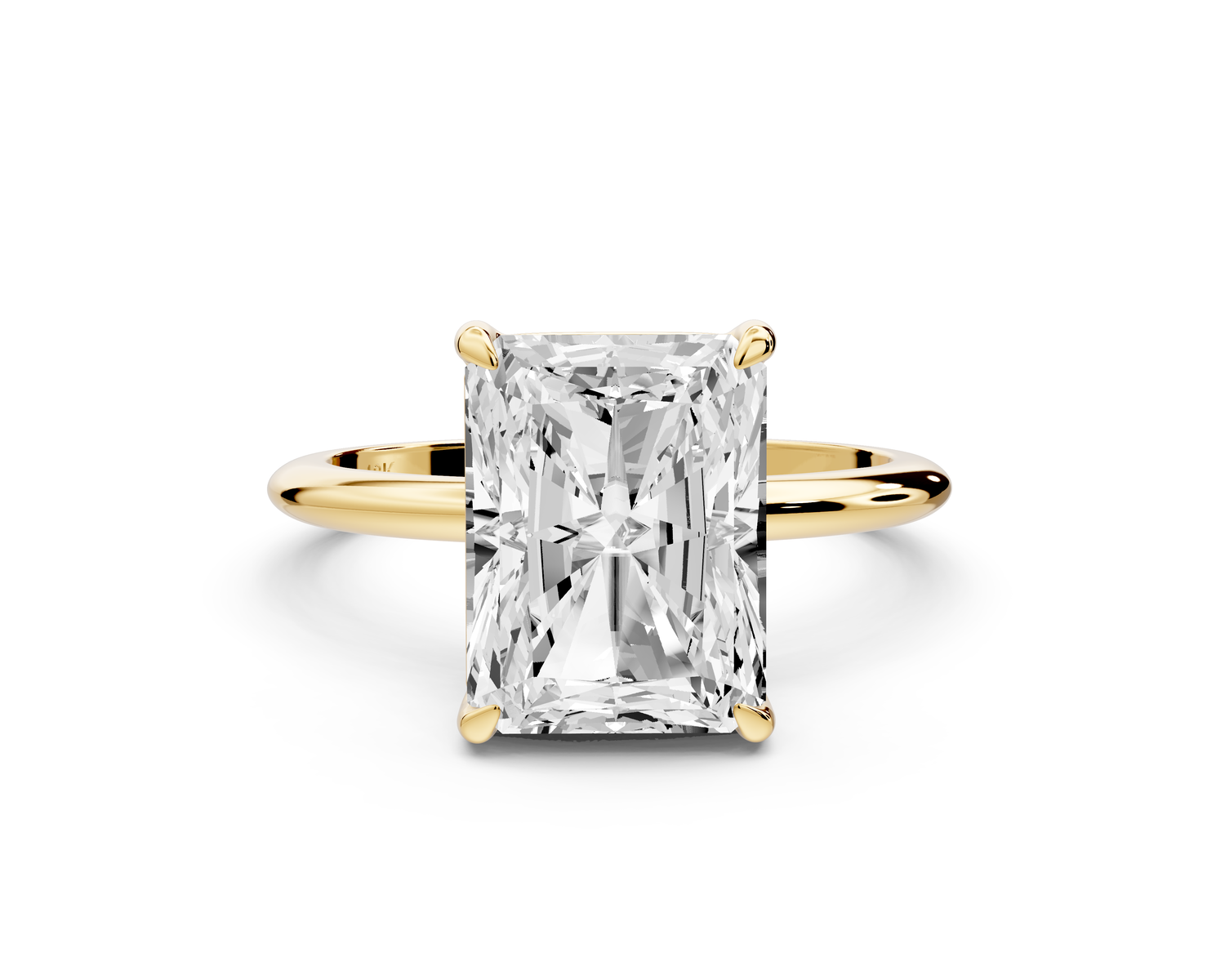 Odessa - 4ct 14k yellow gold radiant Knife Edge Solitaire Engagement Ring