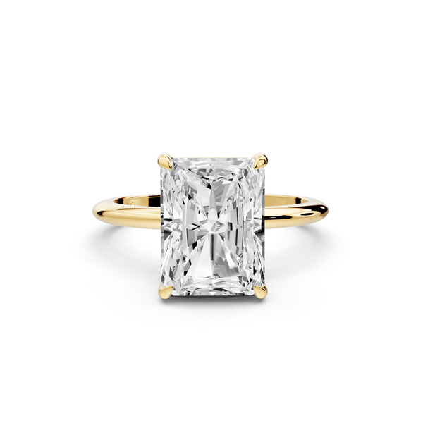 Odessa - 4ct 14k yellow gold radiant Knife Edge Solitaire Engagement Ring