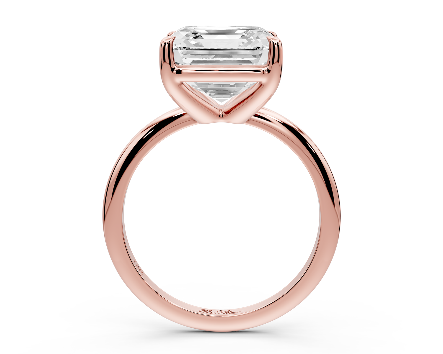Odessa - 5ct 14k rose gold asscher Knife Edge Solitaire Engagement Ring