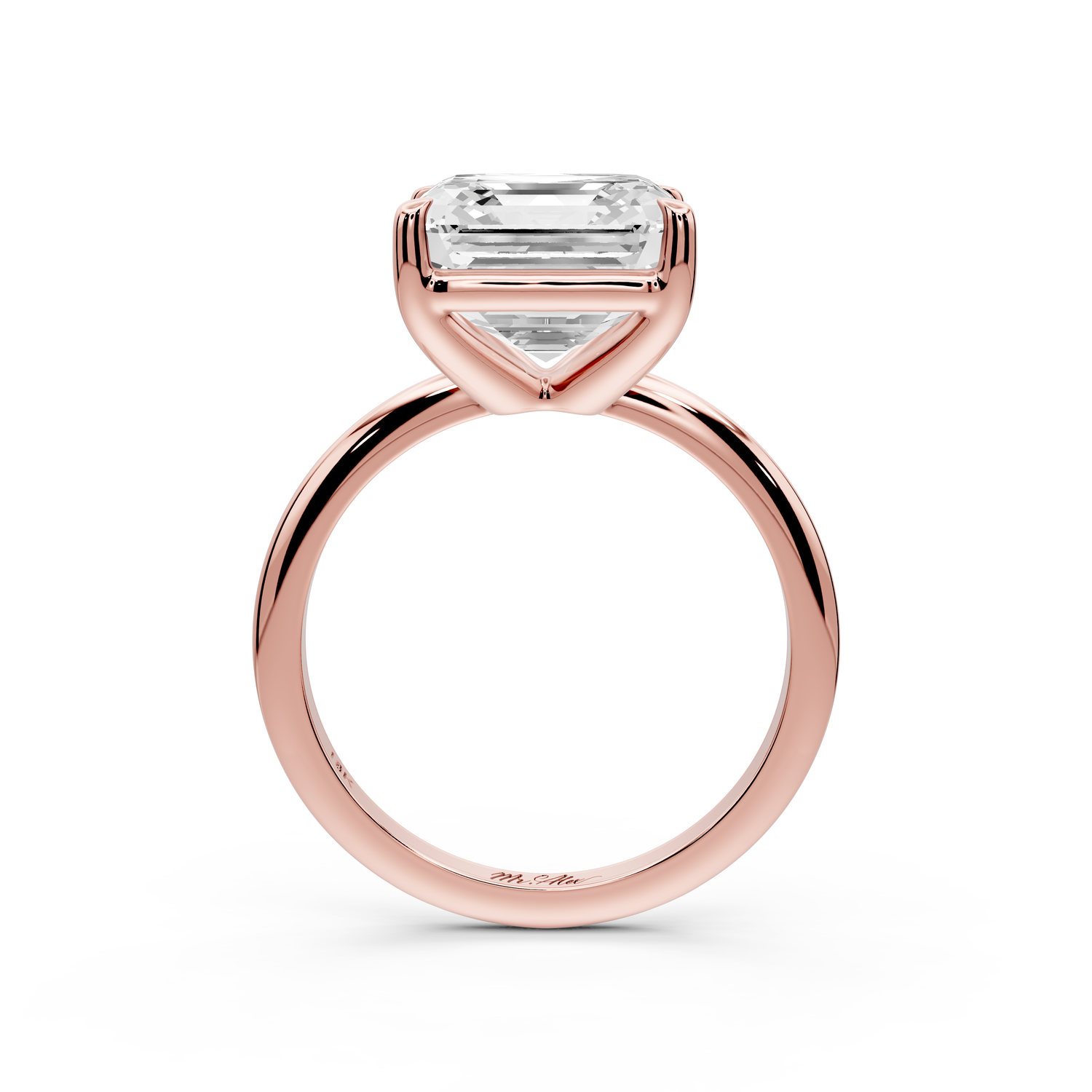 Odessa - 5ct 14k rose gold asscher Knife Edge Solitaire Engagement Ring
