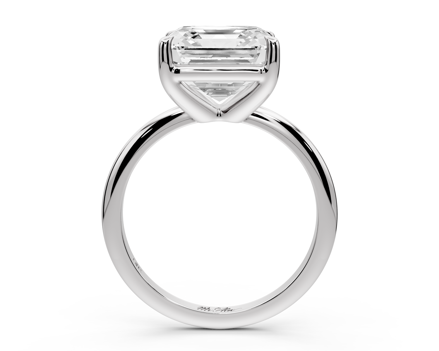 Odessa - 5ct 14k white gold asscher Knife Edge Solitaire Engagement Ring
