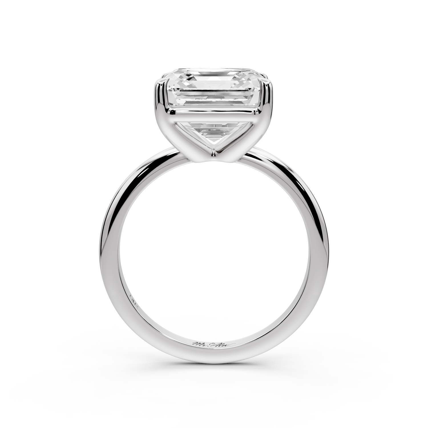 Odessa - 5ct 14k white gold asscher Knife Edge Solitaire Engagement Ring