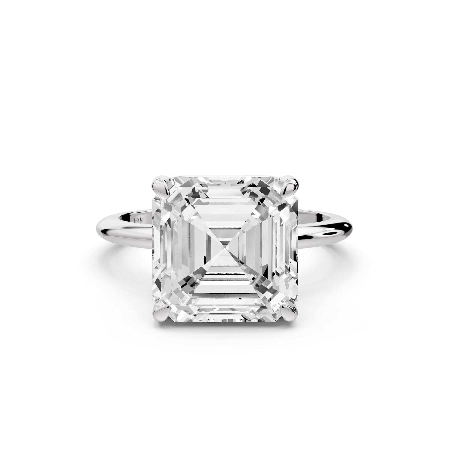 Odessa - 5ct 14k white gold asscher Knife Edge Solitaire Engagement Ring