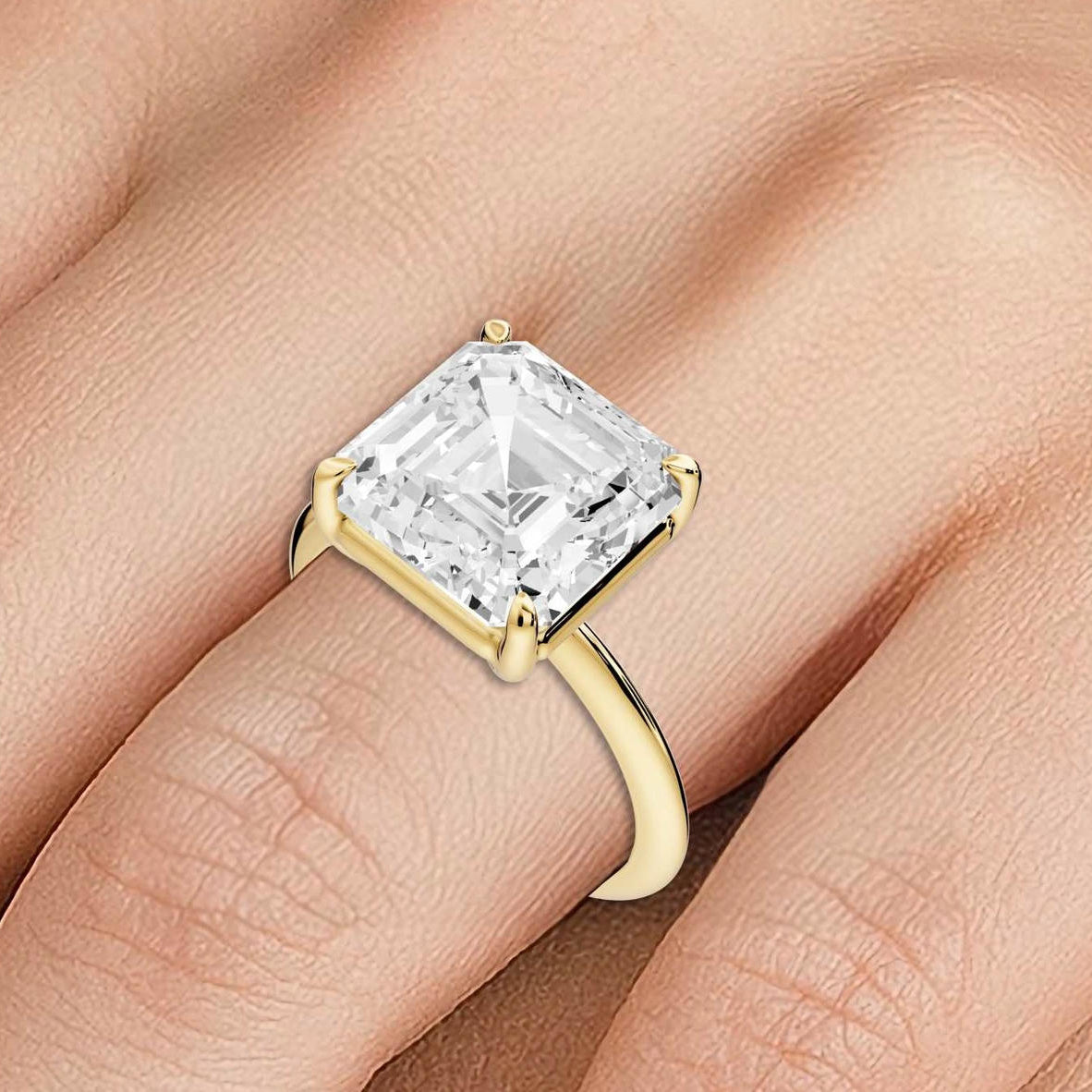 Odessa - 5ct 14k yellow gold asscher Knife Edge Solitaire Engagement Ring
