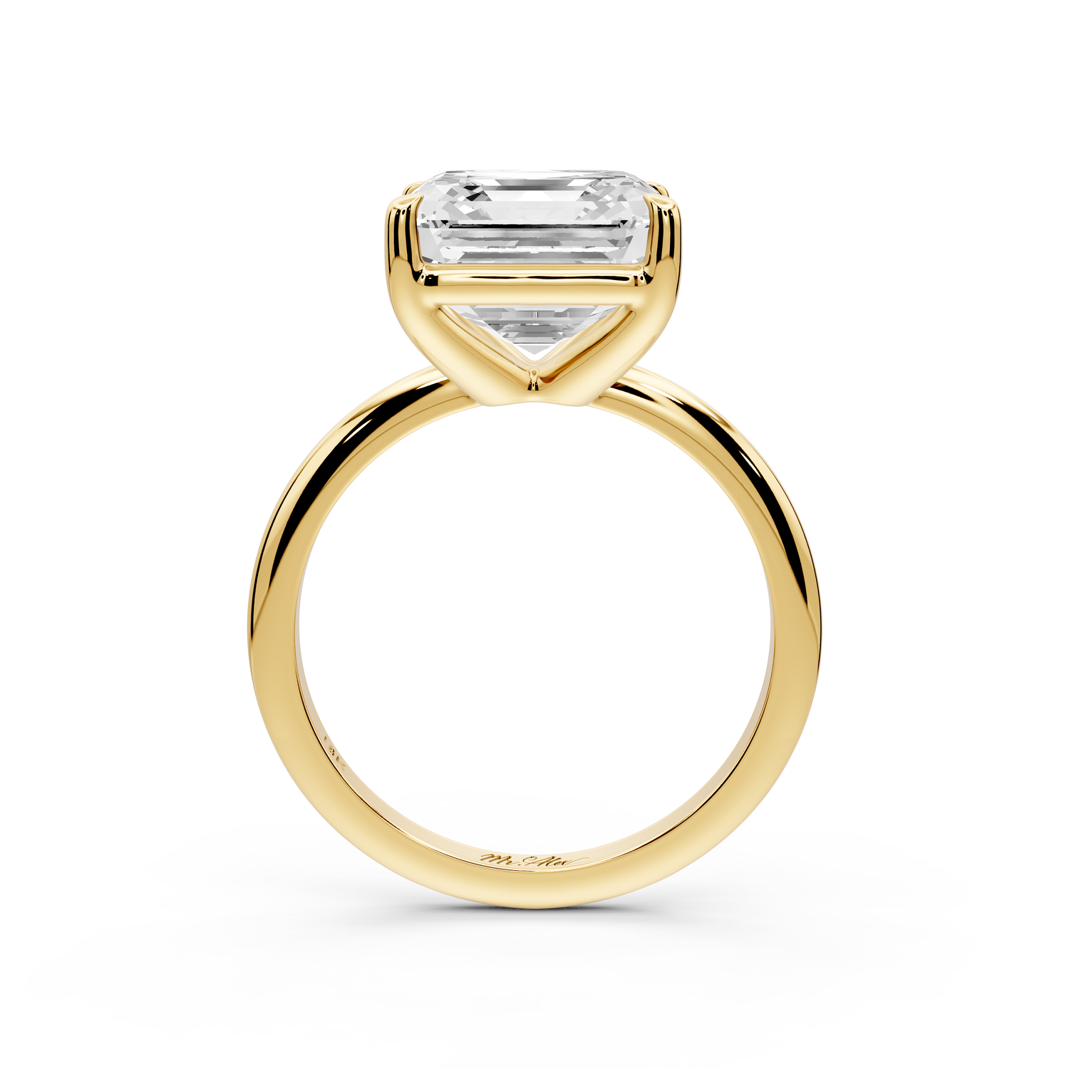 Odessa - 5ct 14k yellow gold asscher Knife Edge Solitaire Engagement Ring