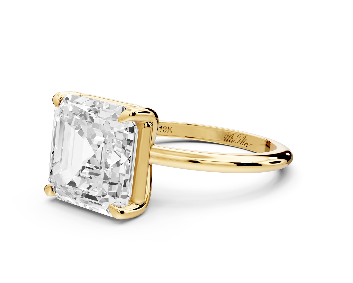 Odessa - 5ct 14k yellow gold asscher Knife Edge Solitaire Engagement Ring