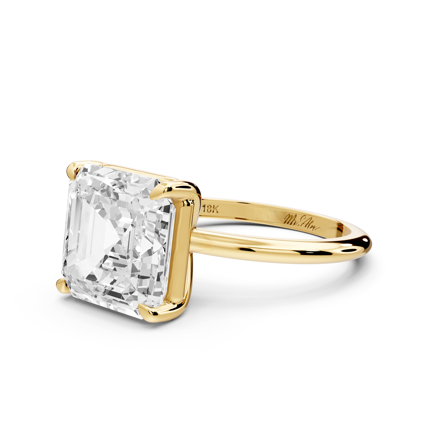 Odessa - 5ct 14k yellow gold asscher Knife Edge Solitaire Engagement Ring