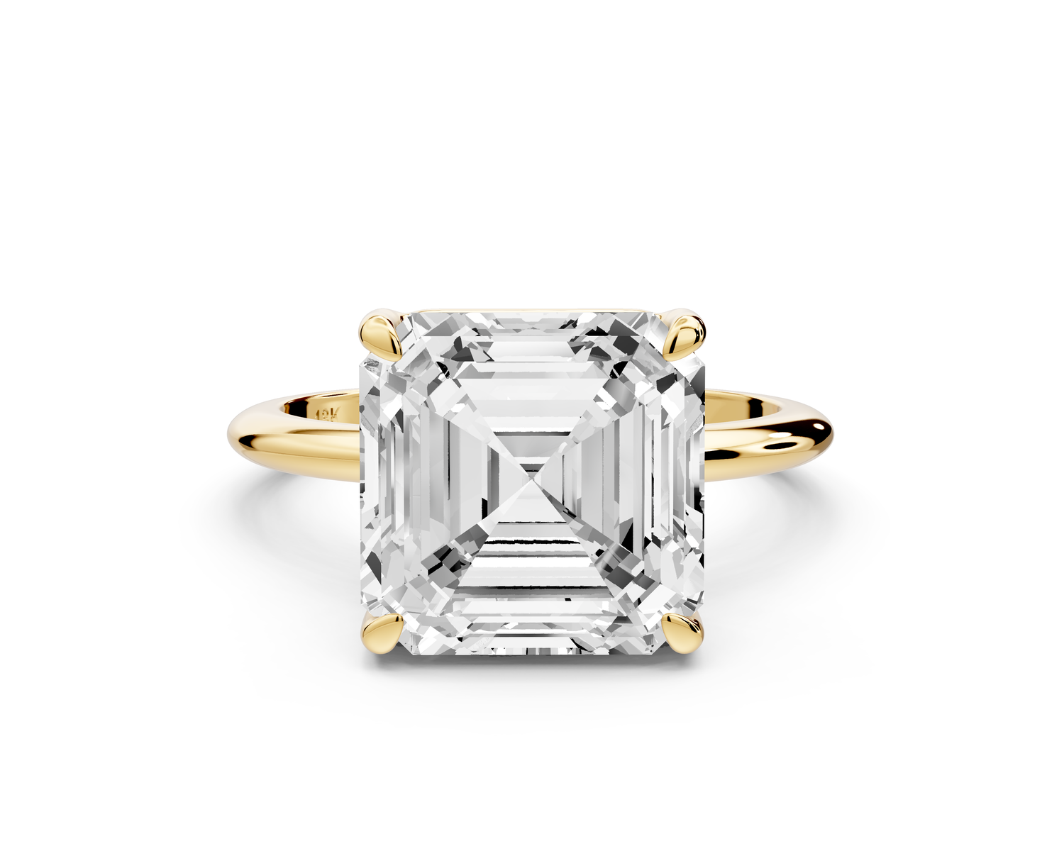 Odessa - 5ct 14k yellow gold asscher Knife Edge Solitaire Engagement Ring