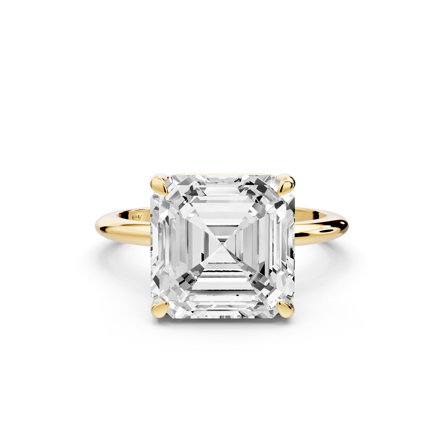 Odessa - 5ct 14k yellow gold asscher Knife Edge Solitaire Engagement Ring