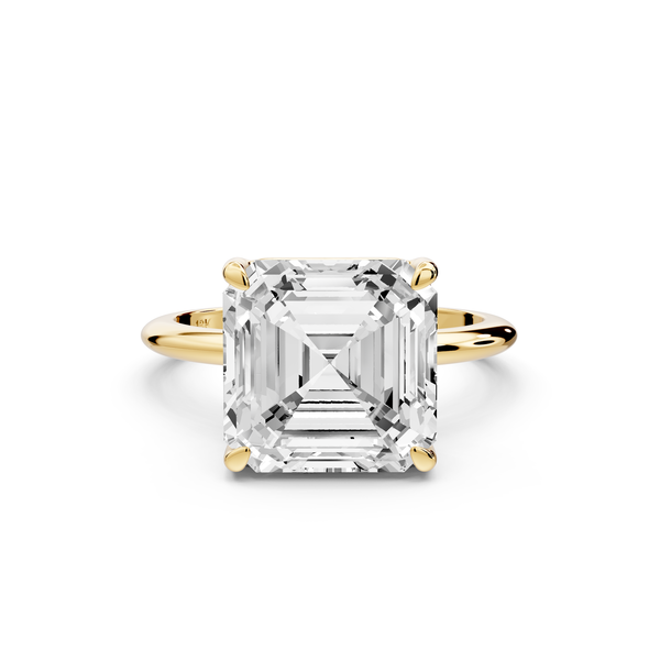 Odessa - 5ct 14k yellow gold asscher Knife Edge Solitaire Engagement Ring