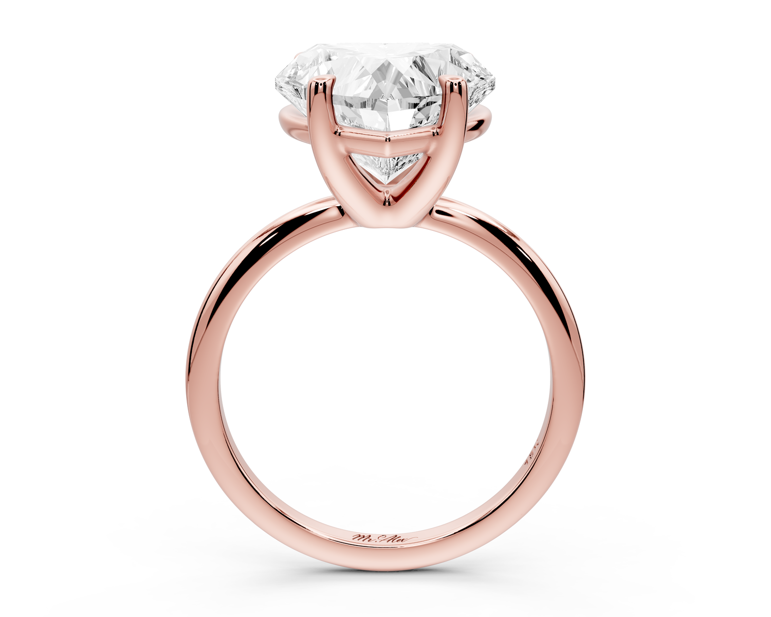 Odessa - 5ct 14k rose gold heart Knife Edge Solitaire Engagement Ring