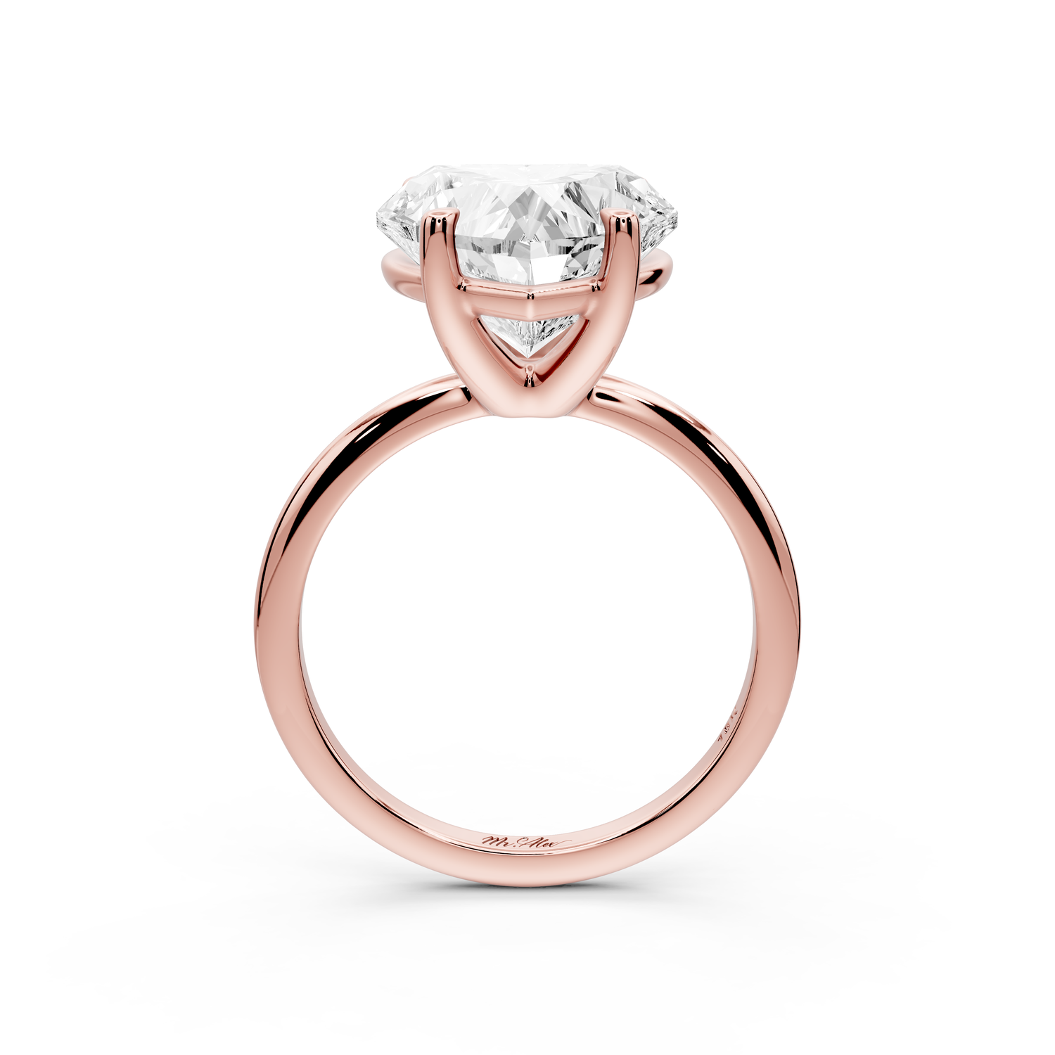 Odessa - 5ct 14k rose gold heart Knife Edge Solitaire Engagement Ring