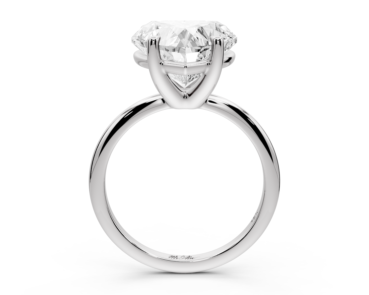 Odessa - 5ct 14k white gold heart Knife Edge Solitaire Engagement Ring