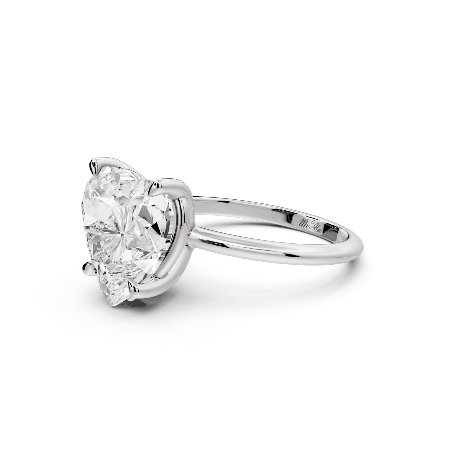 Odessa - 5ct 14k white gold heart Knife Edge Solitaire Engagement Ring