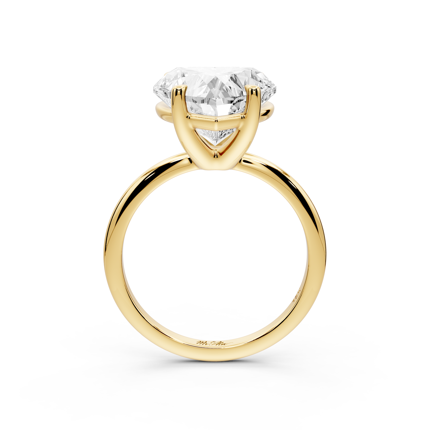 Odessa - 5ct 14k yellow gold heart Knife Edge Solitaire Engagement Ring