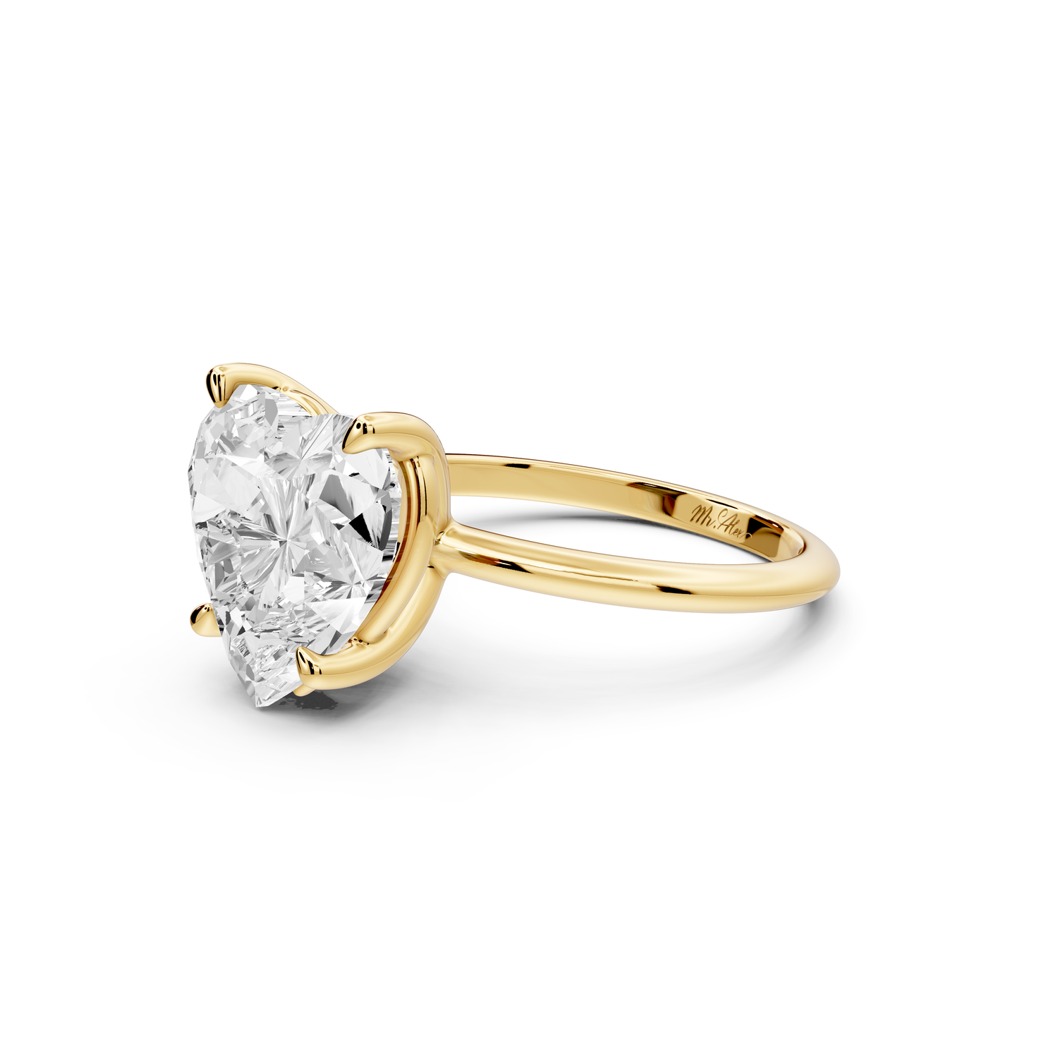 Odessa - 5ct 14k yellow gold heart Knife Edge Solitaire Engagement Ring