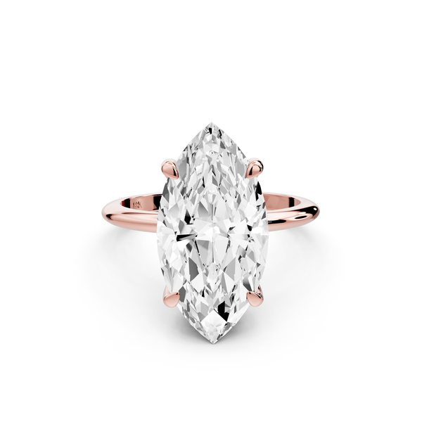 Odessa - 5ct 14k rose gold marquise Knife Edge Solitaire Engagement Ring