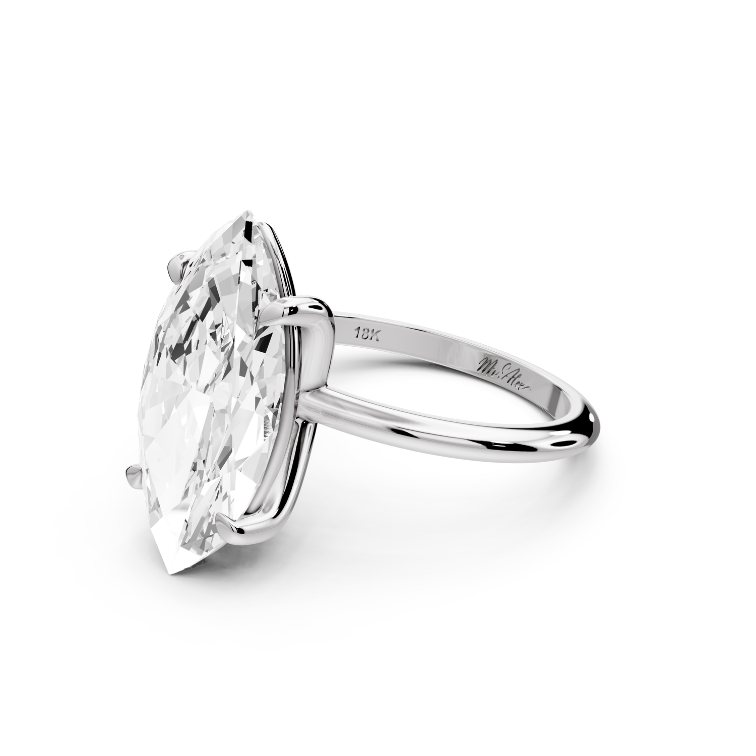 Odessa - 5ct 14k white gold marquise Knife Edge Solitaire Engagement Ring