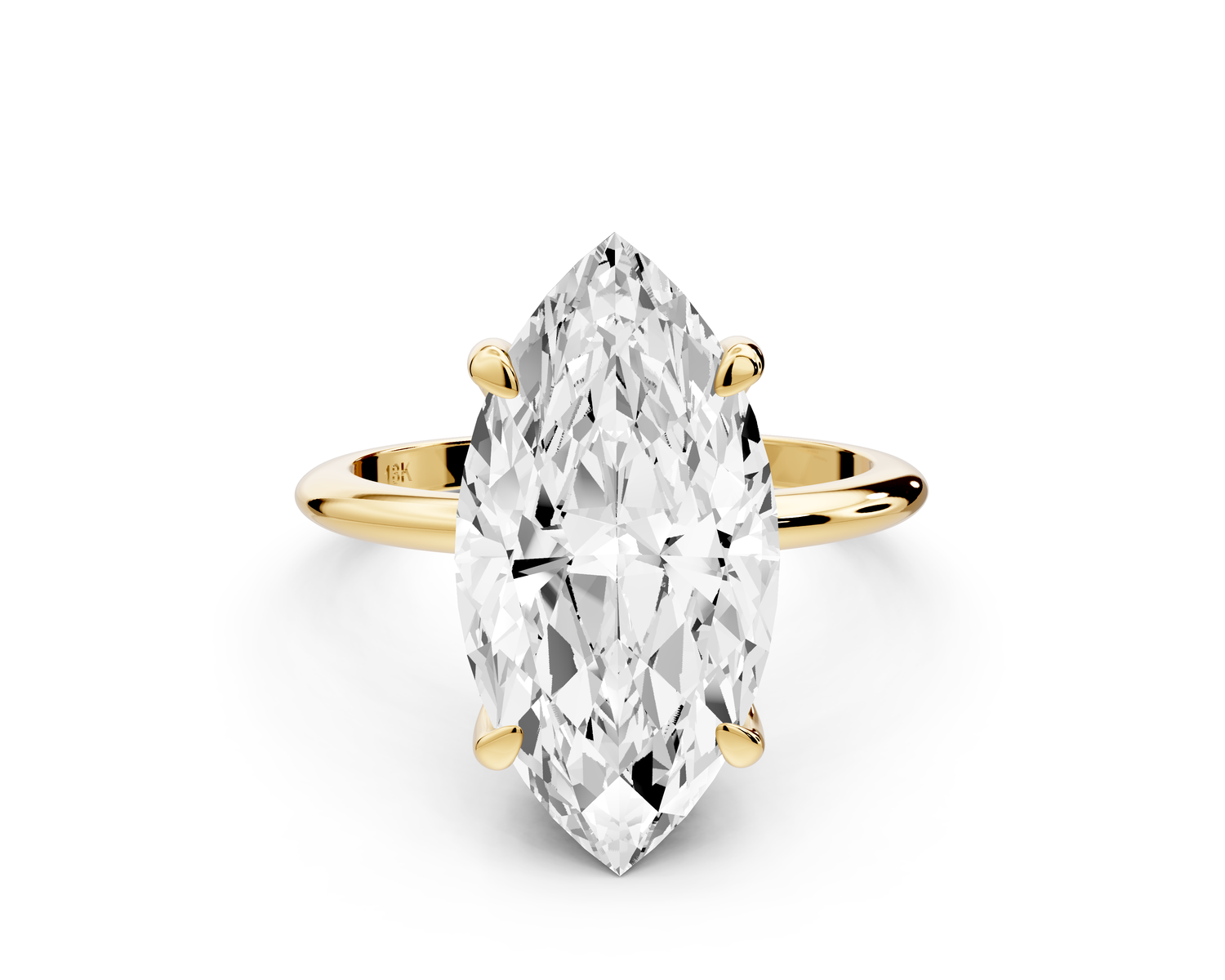 Odessa - 5ct 14k yellow gold marquise Knife Edge Solitaire Engagement Ring