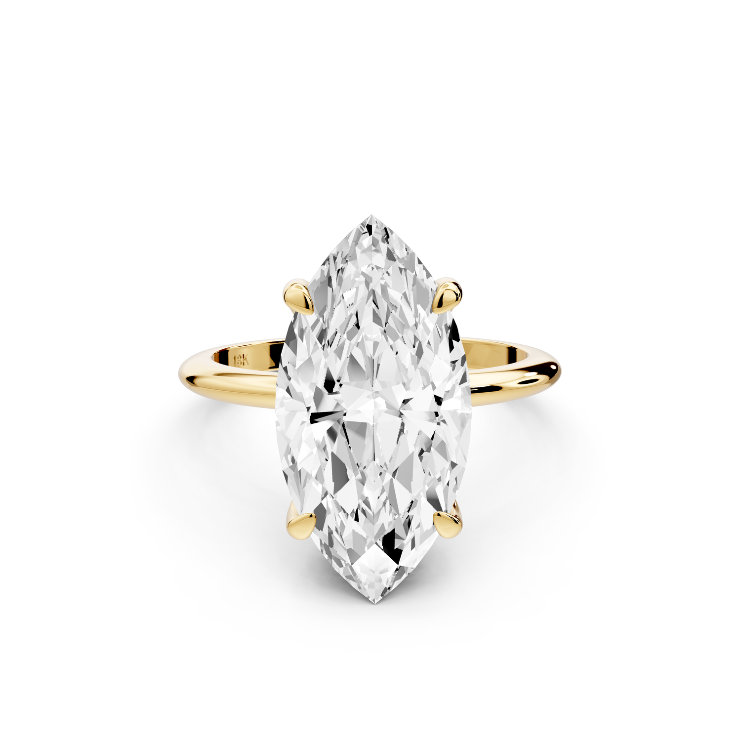 Odessa - 5ct 14k yellow gold marquise Knife Edge Solitaire Engagement Ring