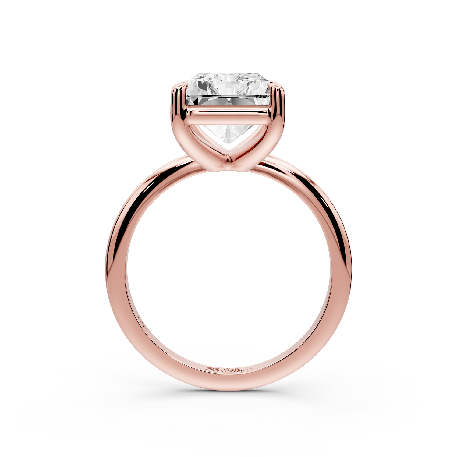 Odessa - 5ct 14k rose gold radiant Knife Edge Solitaire Engagement Ring