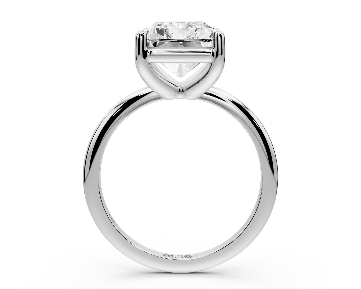 Odessa - 5ct 14k white gold radiant Knife Edge Solitaire Engagement Ring