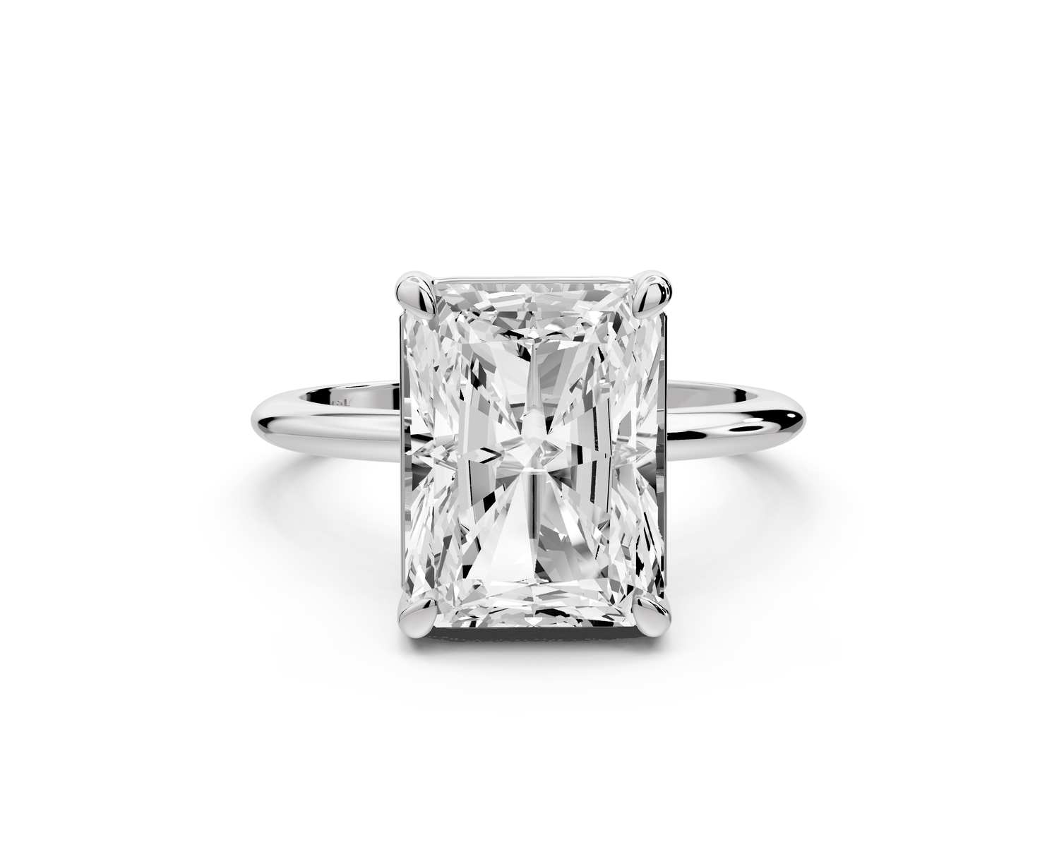 Odessa - 5ct 14k white gold radiant Knife Edge Solitaire Engagement Ring