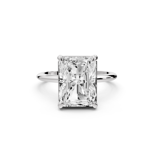 Odessa - 5ct 14k white gold radiant Knife Edge Solitaire Engagement Ring