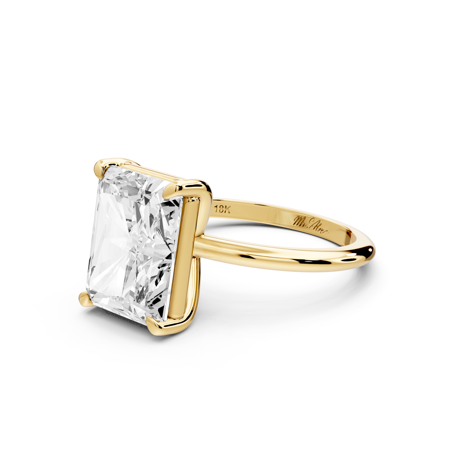 Odessa - 5ct 14k yellow gold radiant Knife Edge Solitaire Engagement Ring