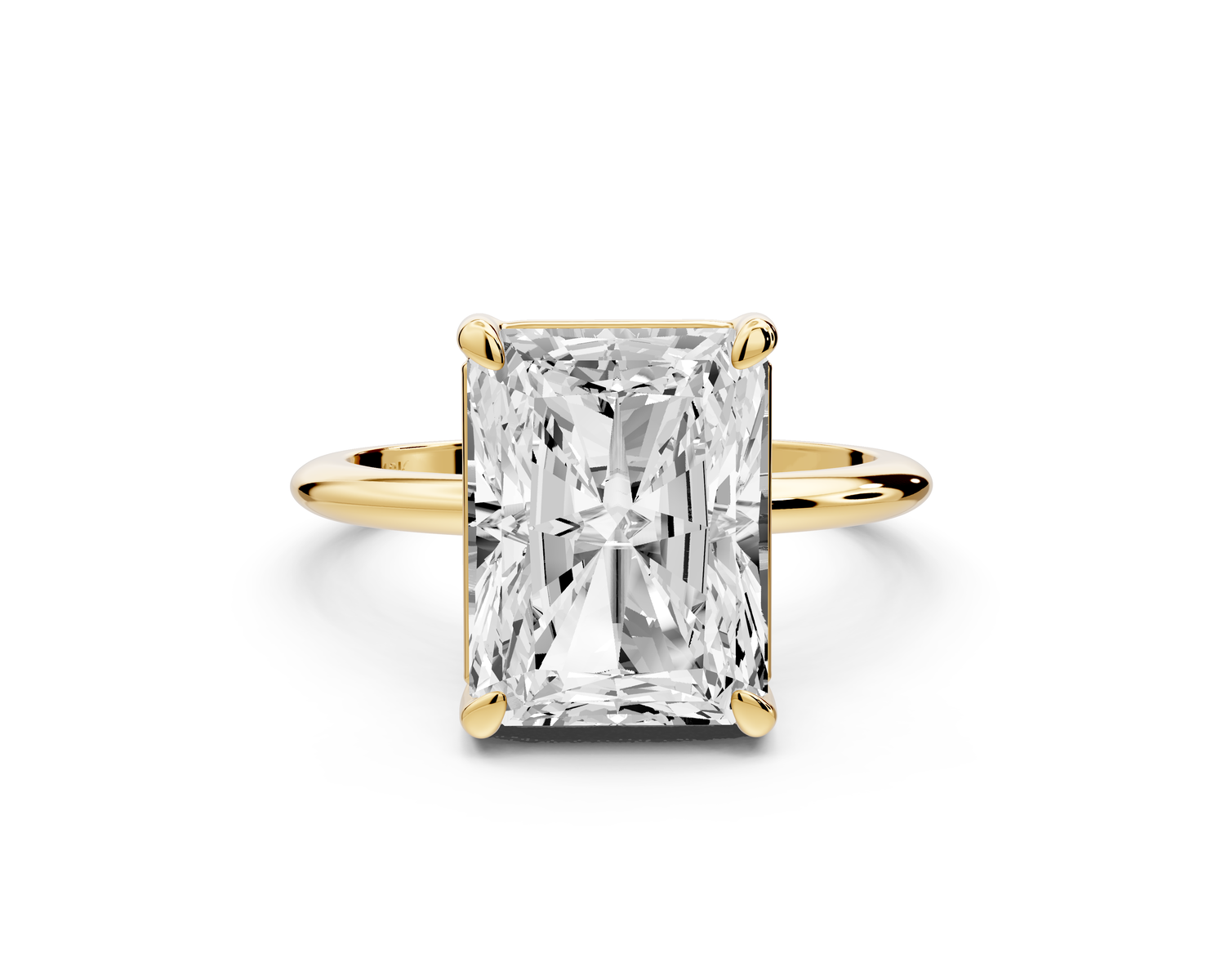 Odessa - 5ct 14k yellow gold radiant Knife Edge Solitaire Engagement Ring