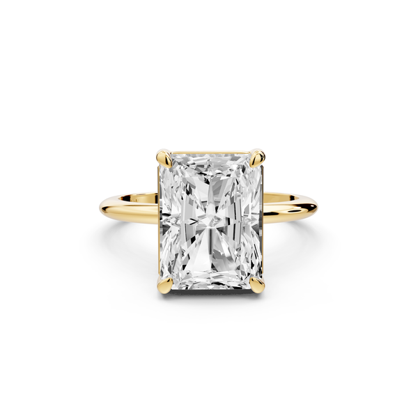 Odessa - 5ct 14k yellow gold radiant Knife Edge Solitaire Engagement Ring