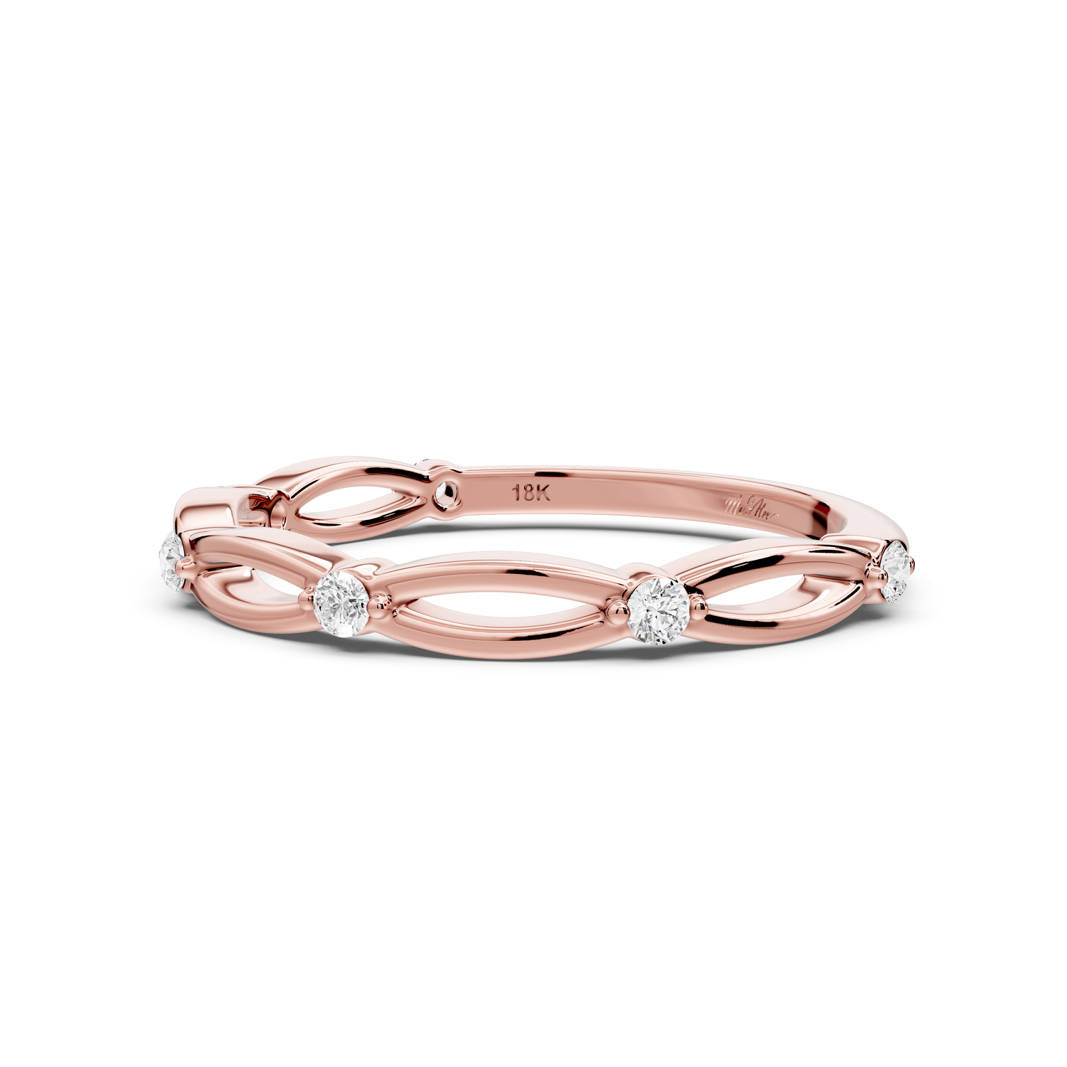 Avira - 0.09ct 18k rose gold Six-Stone Diamond Eternity Band Ring