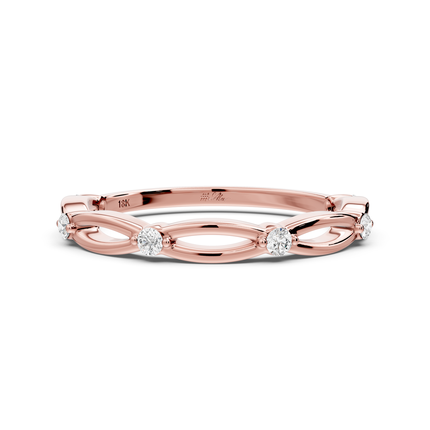 Avira - 0.09ct 14k rose gold Six-Stone Diamond Eternity Band Ring