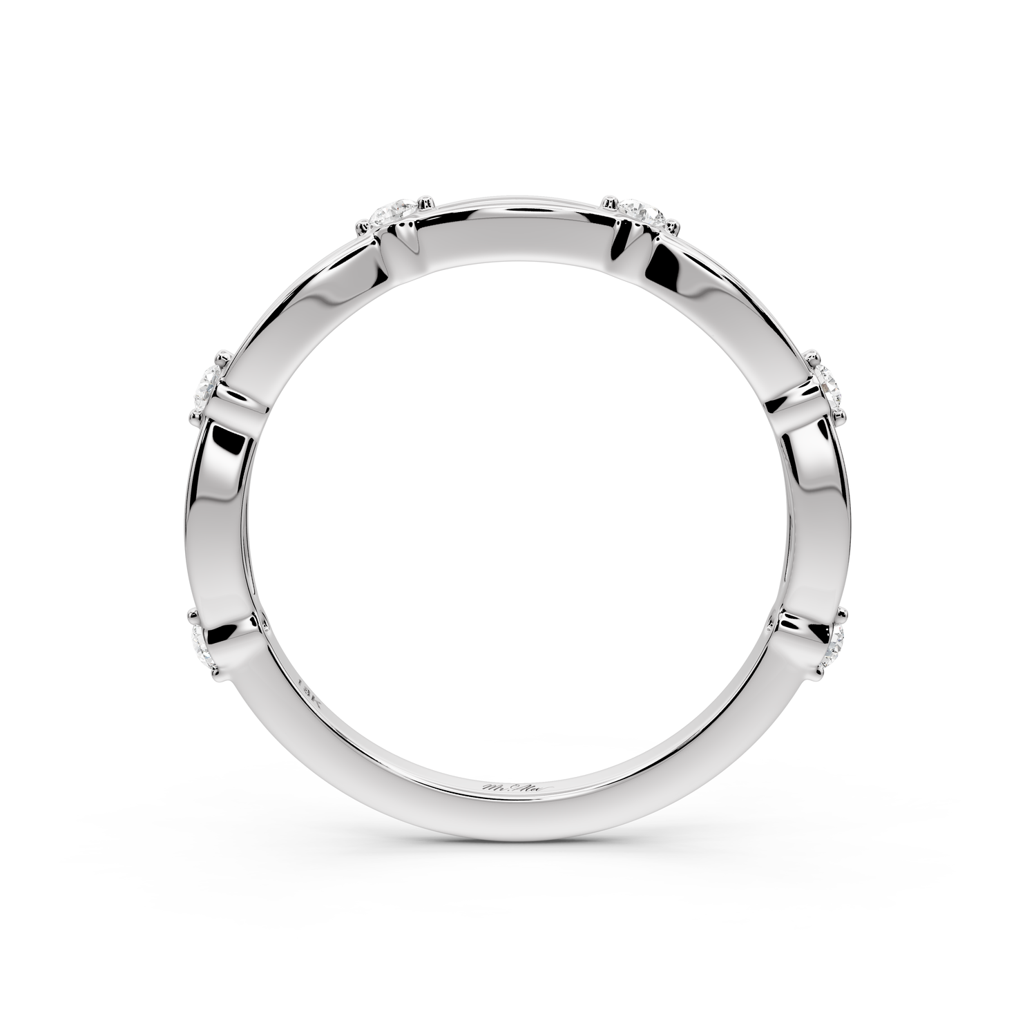 Avira - 0.09ct 18k white gold Six-Stone Diamond Eternity Band Ring